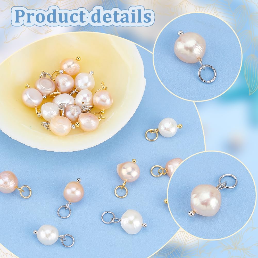 PH PandaHall Natural Pearl Pendant Charms Pearl Bead Pendant with Loop Jewelry Connector for DIY Jewelry Making - Image 4