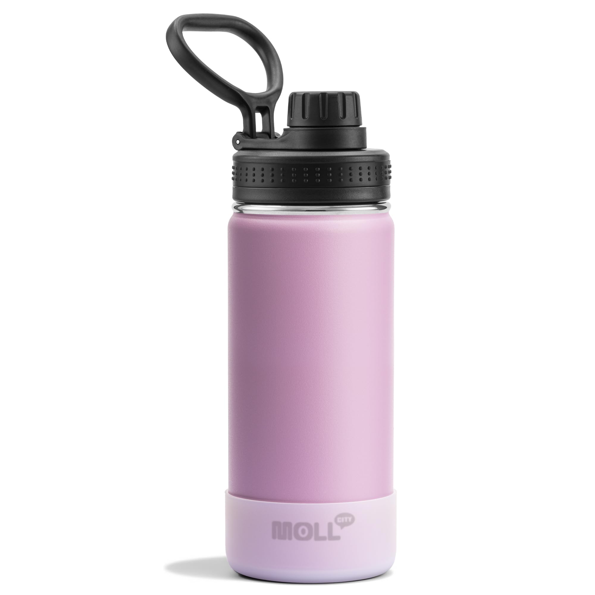 Water Bottle with Spout Lid-18 oz Stainless Steel Vacuum Insulated Wide Mouth Sports Flask-Reusable Metal Leak Proof Travel