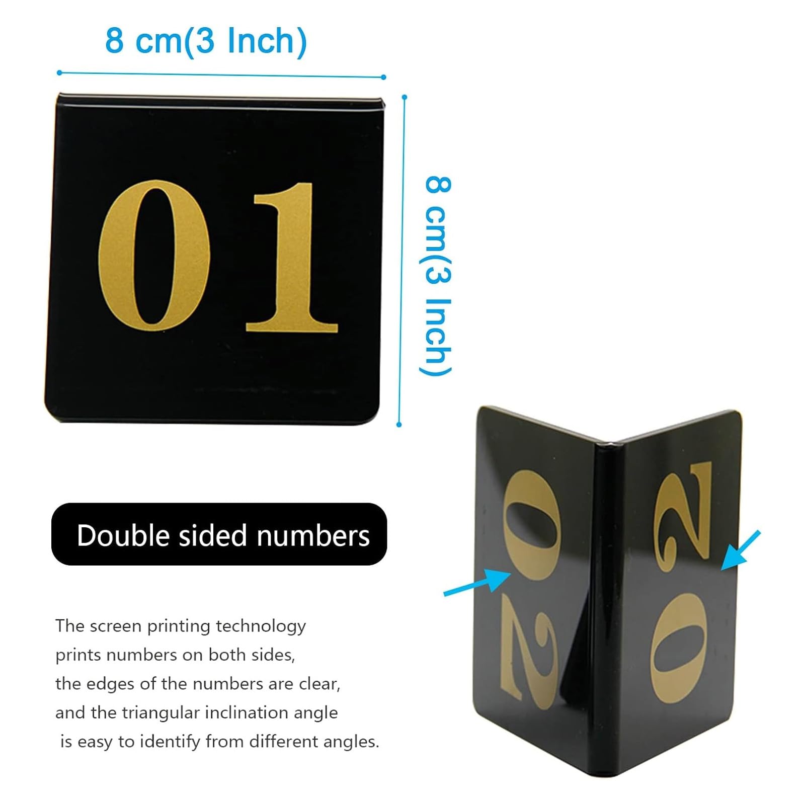 Placas de mesa de acrílico para restaurantes, Tarjetas acrílicas for números de mesa tienda, paquete 1-25/50/100(50)