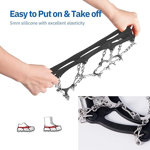 Miniatura 3 de Tacos de hielo para niños, crampones para niños, botas y zapatos de senderismo para niños, tacos de tracción antideslizantes de acero inoxidable,