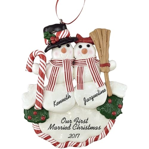 Newlyweds 1st Christmas Snow Couple Christmas Ornament - Calliope Designs - Our First Married Christmas 2024 -Customized