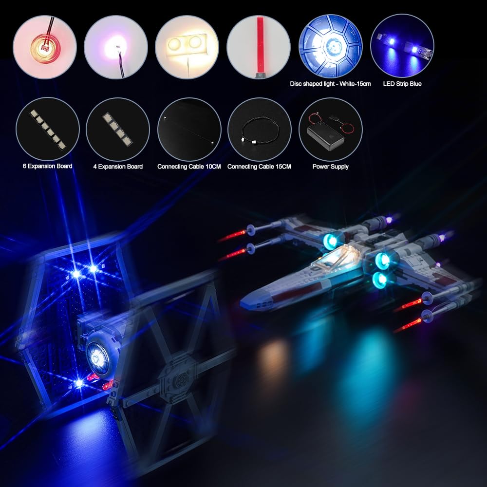 LocoLee Licht Kompatibel mit Lego 75393 Mashup aus TIE Fighter & X-Wing (Kein LEGO-Set), Licht BeleuchtungSet Compatible with LEGO Mashup aus TIE Fighter & X-Wing