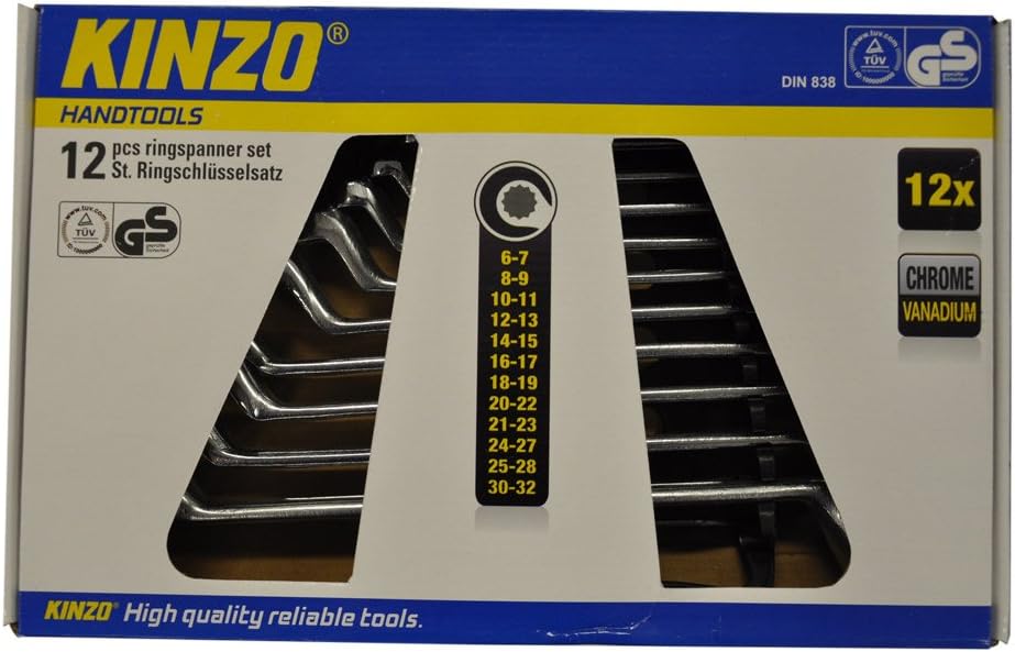 KINZO 871125271974 6-32mm Chrome Vanadium Ring Spanner Set