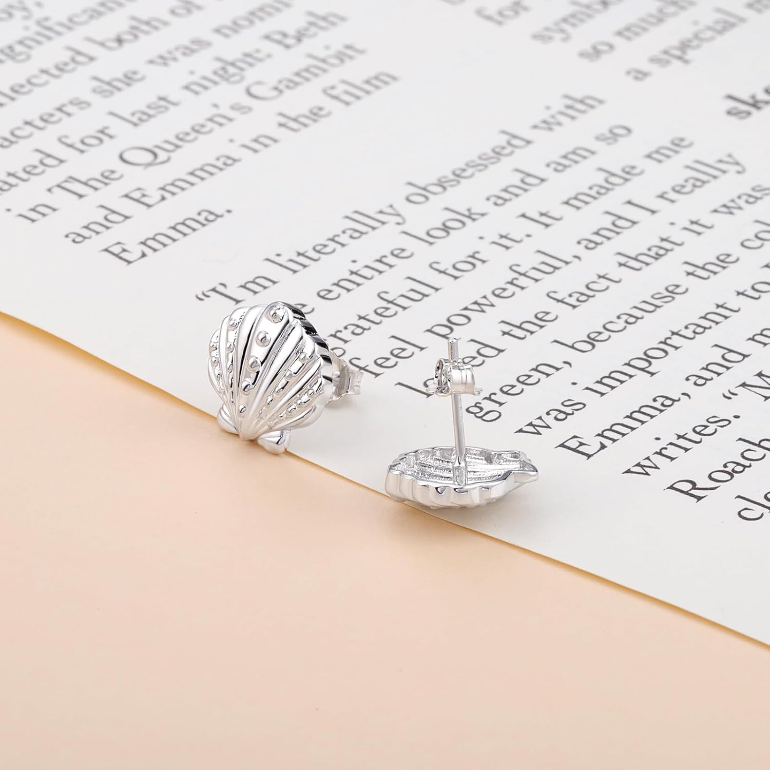 Seashell Stud Earrings for Women: S925 Sterling Silver Shell Beach Earrings Hypoallergenic for Sensitive Tiny Boho Vacation Everyday Summer Jewelry Gift
