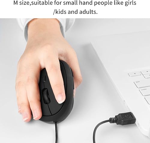 Miniatura 8 de Sokelinn-six Mouse vertical con cable mouse ergonómico para juegos de mano derecha 800 1200 1600 DPI ajustable muñeca óptica USB ratones saludables