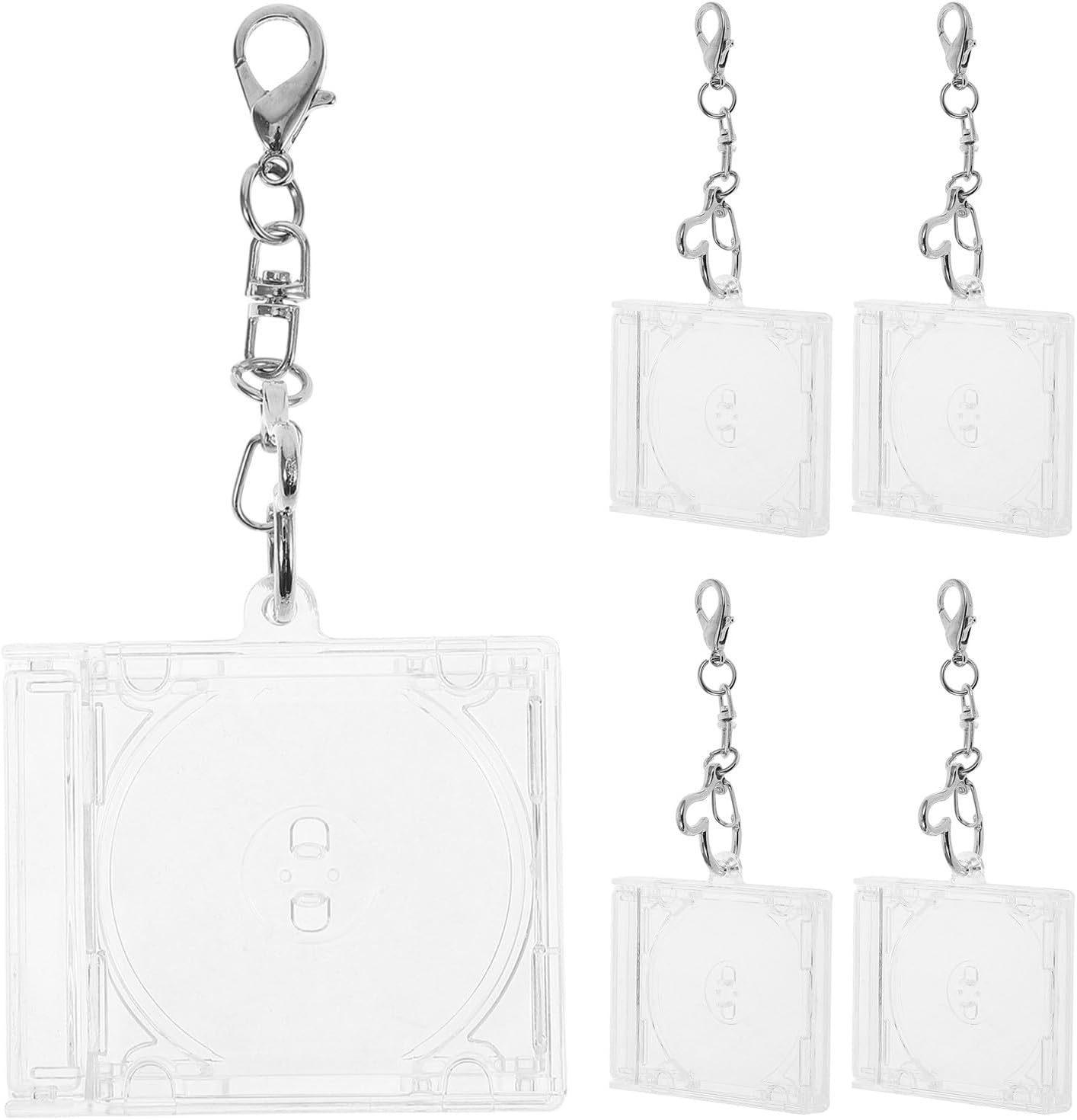 TOYANDONA 5pcs Mini CD Keychain Set Acrylic CD Case Keyring DIY Fan Souvenir Pendant for Backpack and Travel
