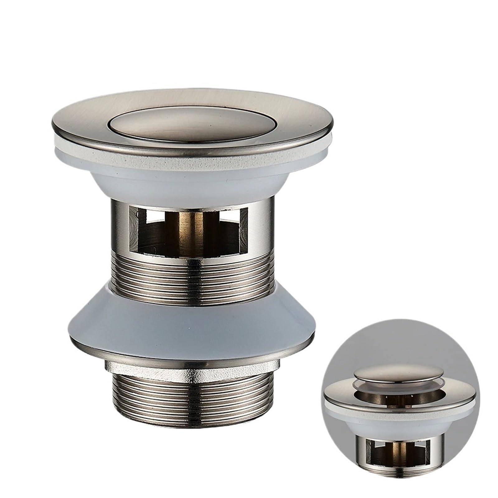 Pop Up Clack, Brass Pop Up Drain Stopper Replacement For Bathroom Sink With Strainer Multicolor(Nickel a)