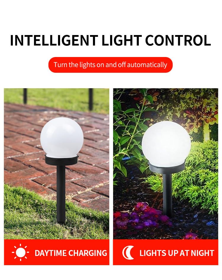 YZYOE 3 Packs of LED Solar Ball Lights, Outdoor Courtyard Decorative Floor Lights - Image 2