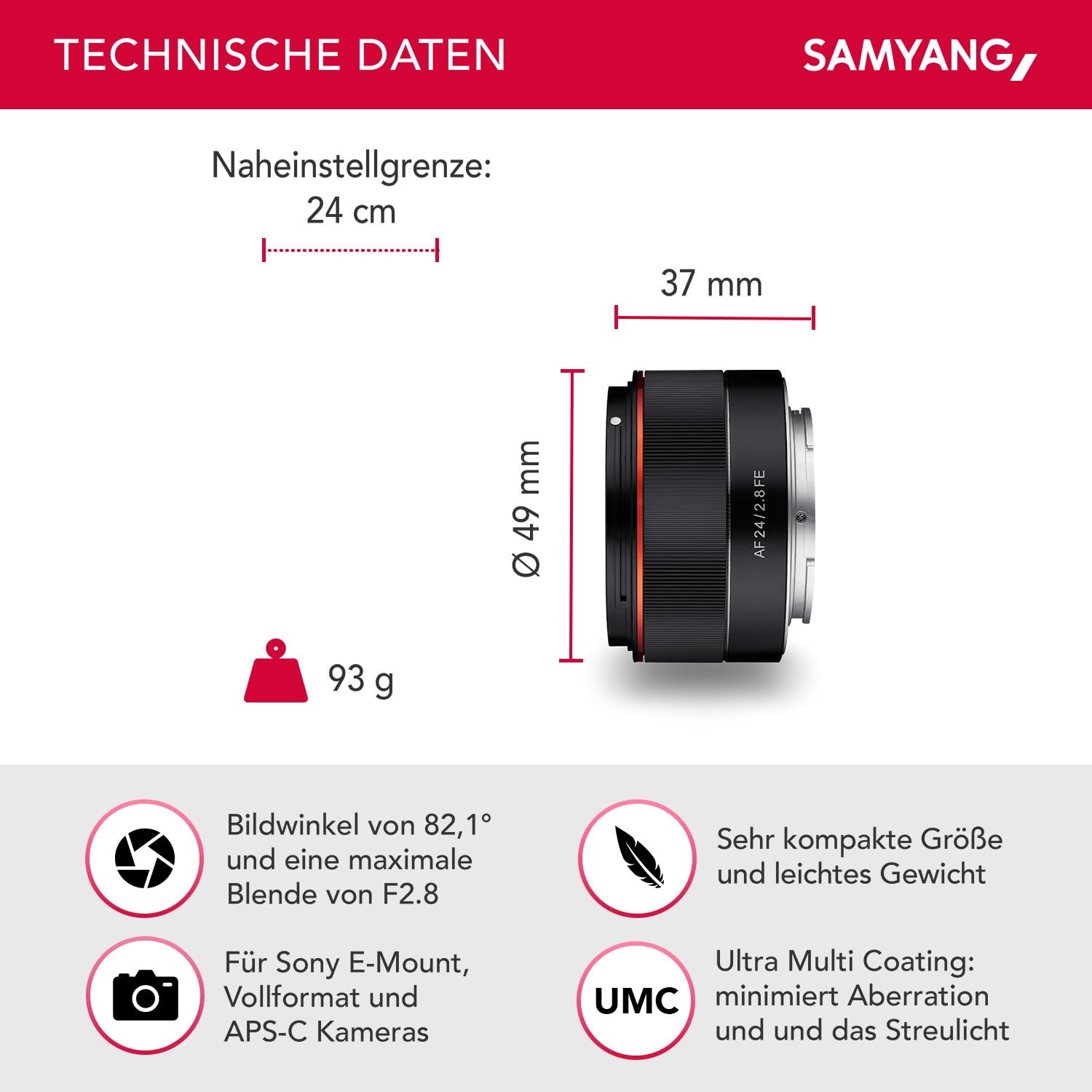 Samyang AF 24 mm F2.8 FE - Vollformat 24mm Weitwinkel