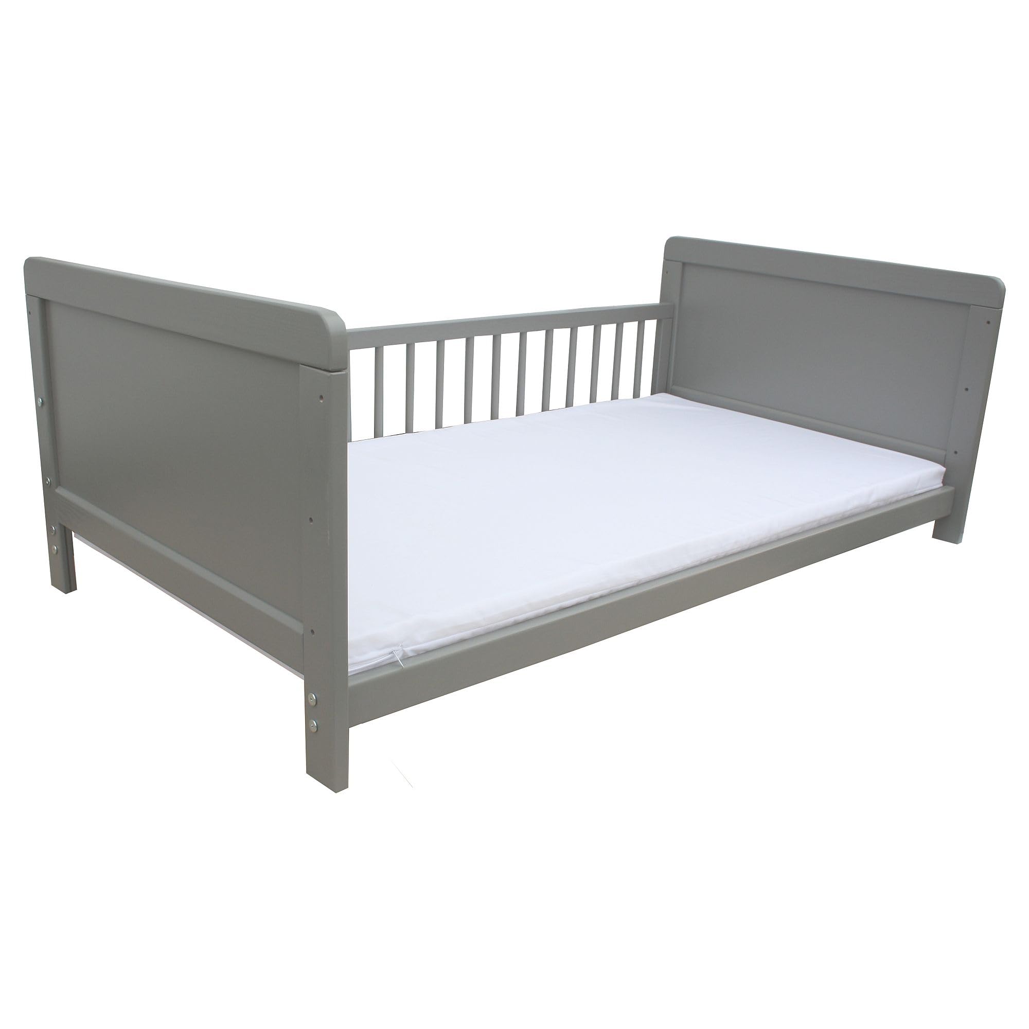 Micoland Kinderbett Juniorbett Beistellbett Wiege 140x70 cm 4in1 mit Matratze grau
