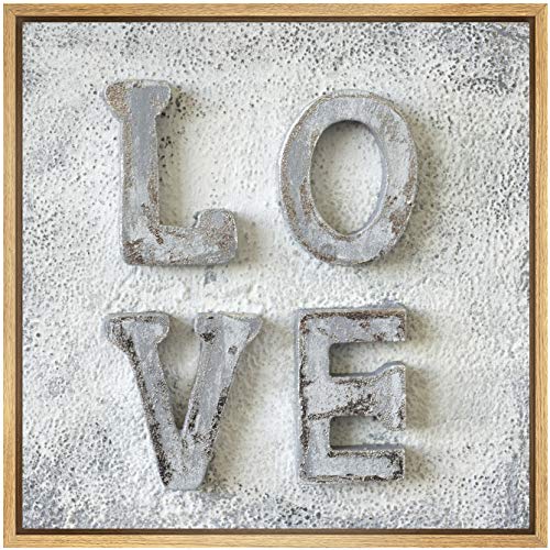 SIGNWIN Framed Canvas Print Wall Art Love Typography with Concrete