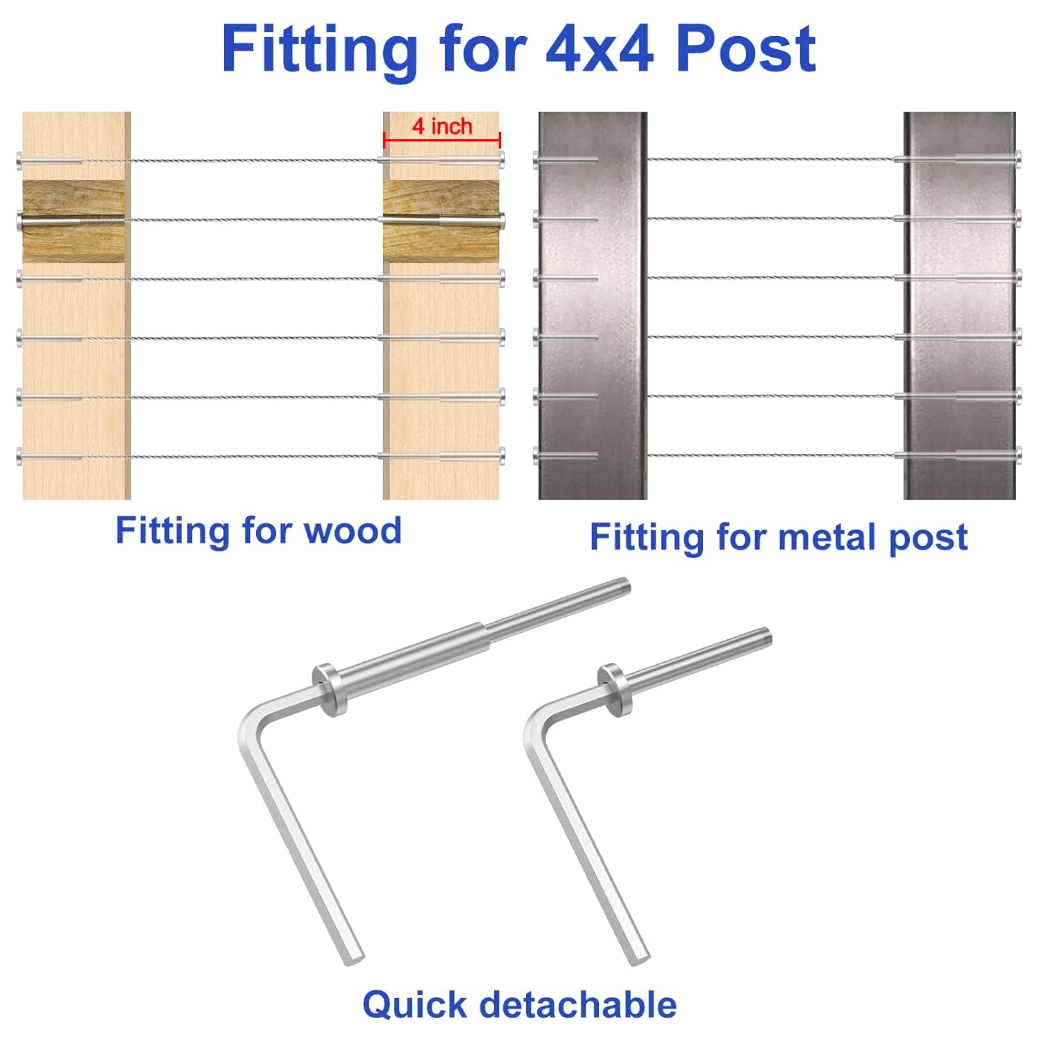CKE 20 Pairs T316 Invisible Cable Railing Kit, 1/8" Invisible Receiver and Swage Stud End for Cable Railing Deck Stair Railing Threaded End Fitting Receiver Terminal for 2x2, 4x4 Wood Metal Post