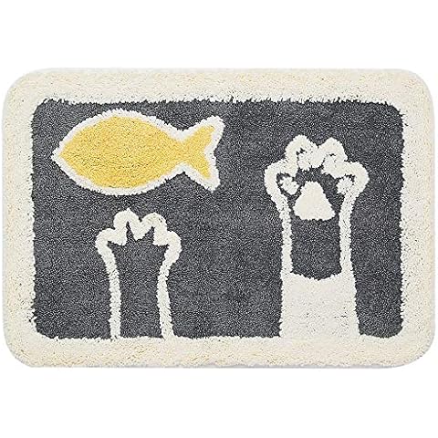 Ankah Bath Mat Cute Shower Rug, Luxury Shaggy High Absorbent and Anti Slip, Machine Washable Fit for Bathtub, Shower and Bath Room (Cat's Paw) Cover