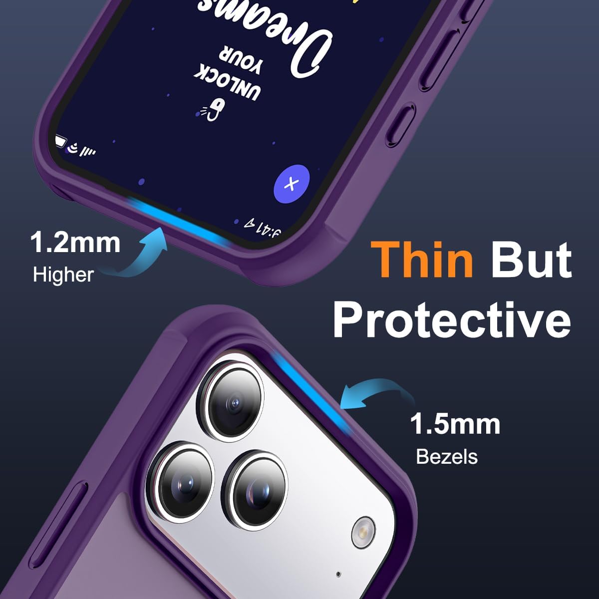 Compatible with iPhone 17 Pro Max Case with Invisible Magnetic O-Ring Stand Military-Grade Translucent Case for iPhone 17 ProMax 6.9" [Compatible with Mag-Safe][Great Grip Feeling], Purple - Image 6