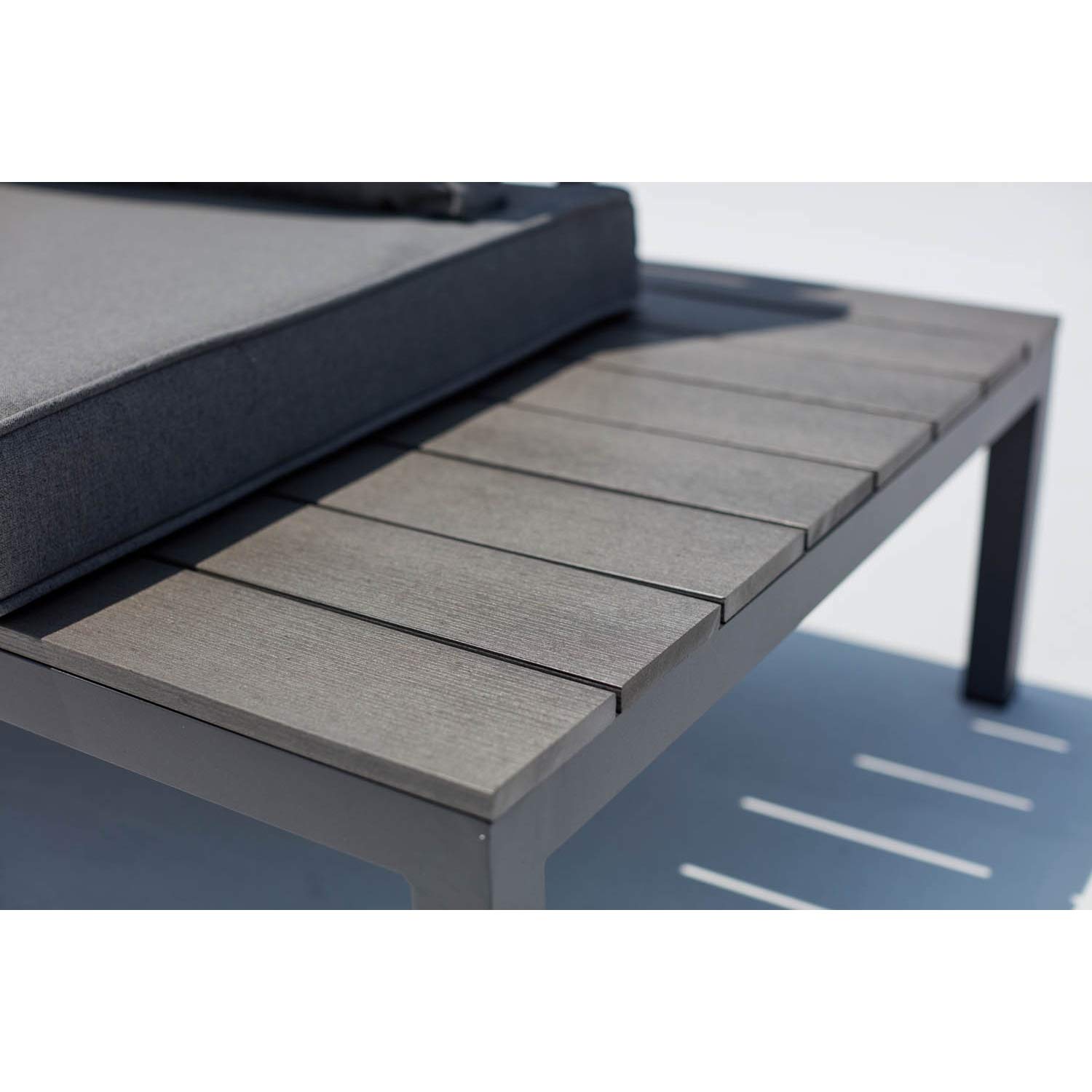 CONCEPT USINE Salon de Jardin Alu FIRA Gris Foncé 5 Places Waterproof
