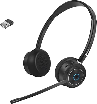 TruVoice BT85 Wireless Bluetooth Headset with V5.2 USB Dongle | Noise Suppression Speakers and NC Microphone | Fast Charging with 22 Hour Talk Time - Connects with 2 Devices Simultaneously
