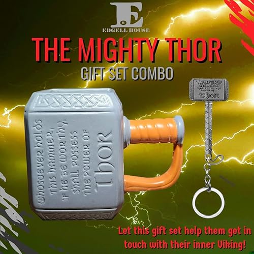 Miniatura 7 de El juego de regalo Thor Hammer incluye taza Thor de cerámica de 18 onzas y abridor de botellas con llavero de martillo de Thor, juego de bebidas