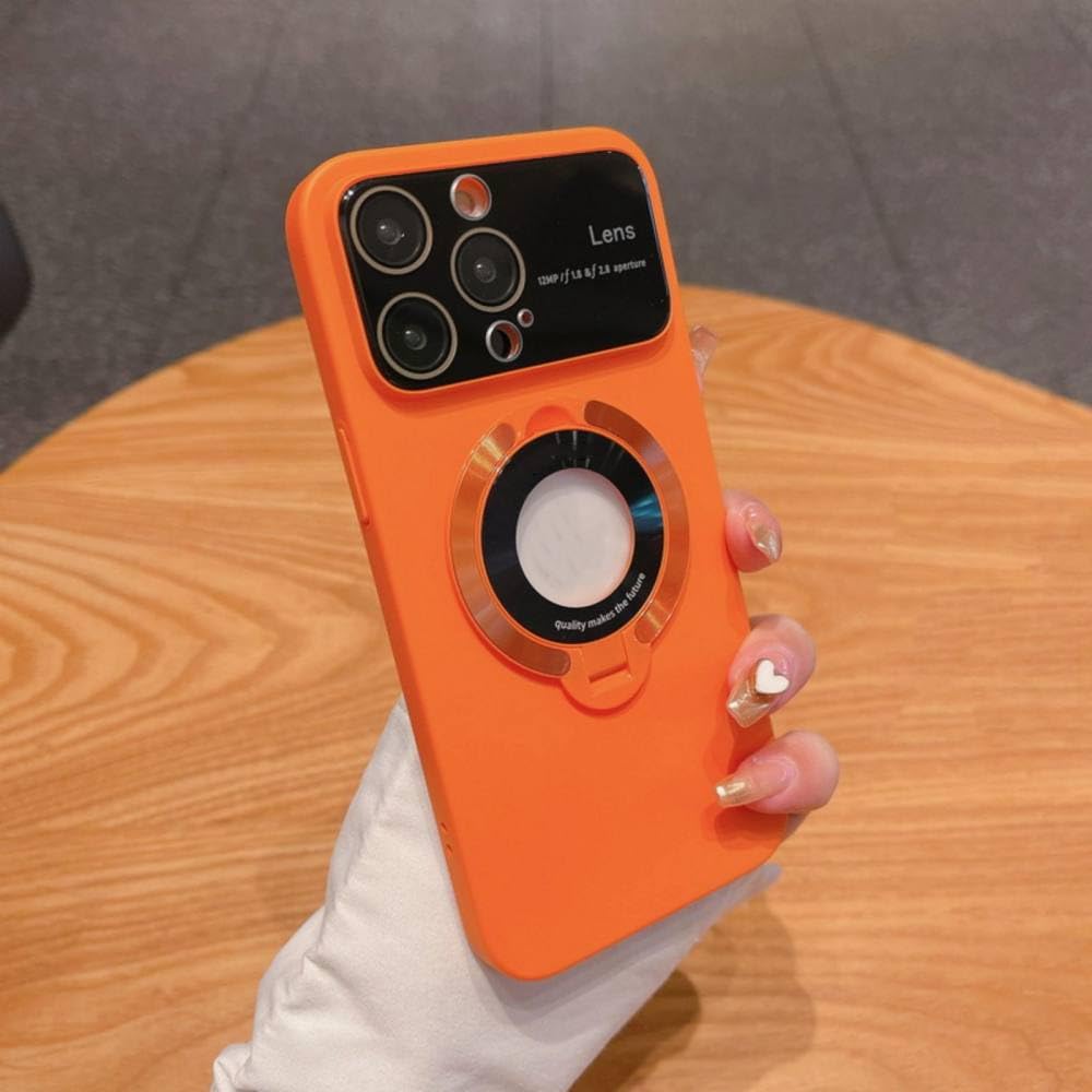 Coque rigide orange avec support pour iPhone 13 Pro