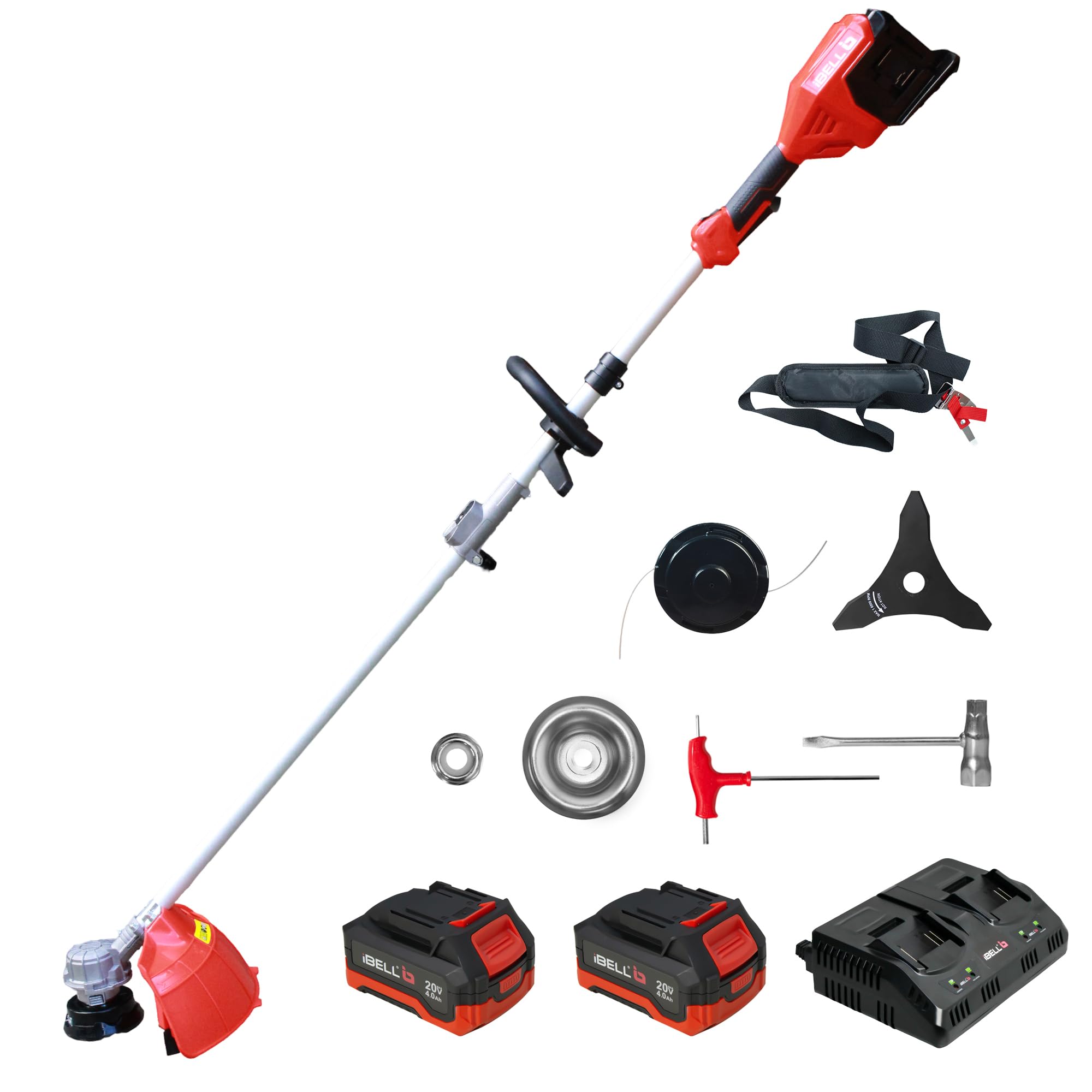 IBL BB20-60 Cordless Brush Cutter/Grass Cutter/Trimmer (20V + 20V) with 2 Battery | BLDC Motor 5800 RPM | 4.0Ah Battery & Dual Charger | Blade & Trimmer Head | Garden, Lawn, Yard