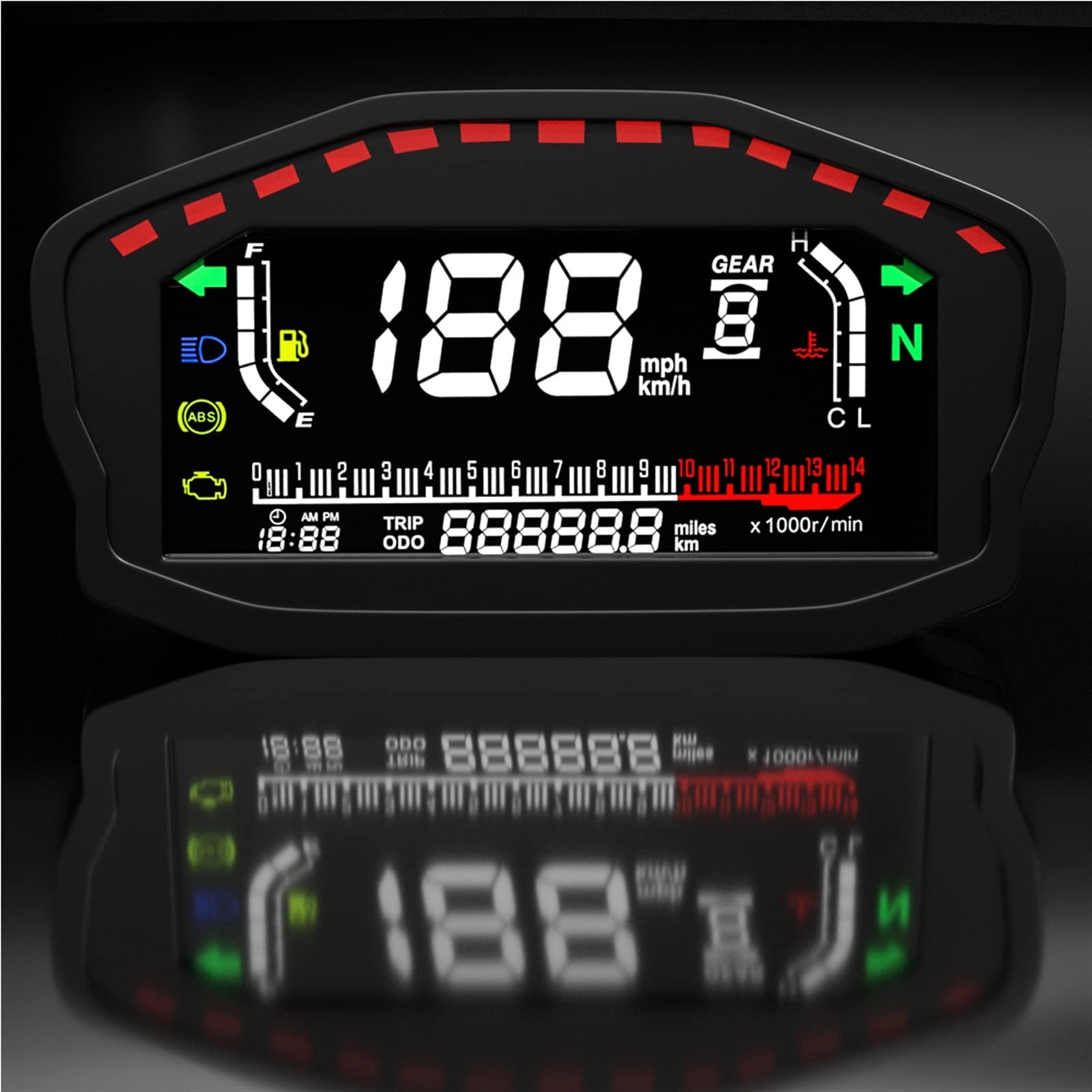 LCD GPS Tachimetro Contagiri Livello Carburante Temperatura Acqua Chilometraggio Display Multifunzione Moto Veicolo Con Allarme Misuratore per motociclette