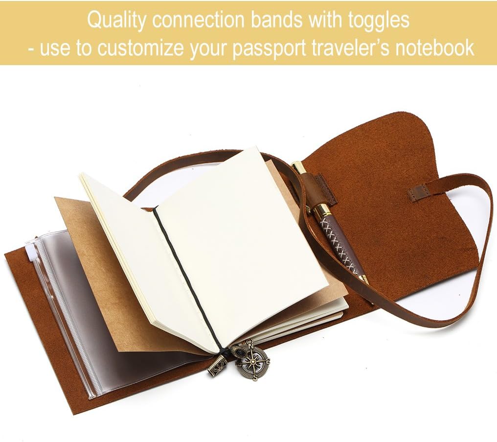 Traveller's Notebook Elastic Bands - Leather Journal Refill Connection Band Straps Replacements - Pack of 5 Bands with Toggles for Small Passport Sized Travelers Leather Journal (5.4" x 4.3") image 3