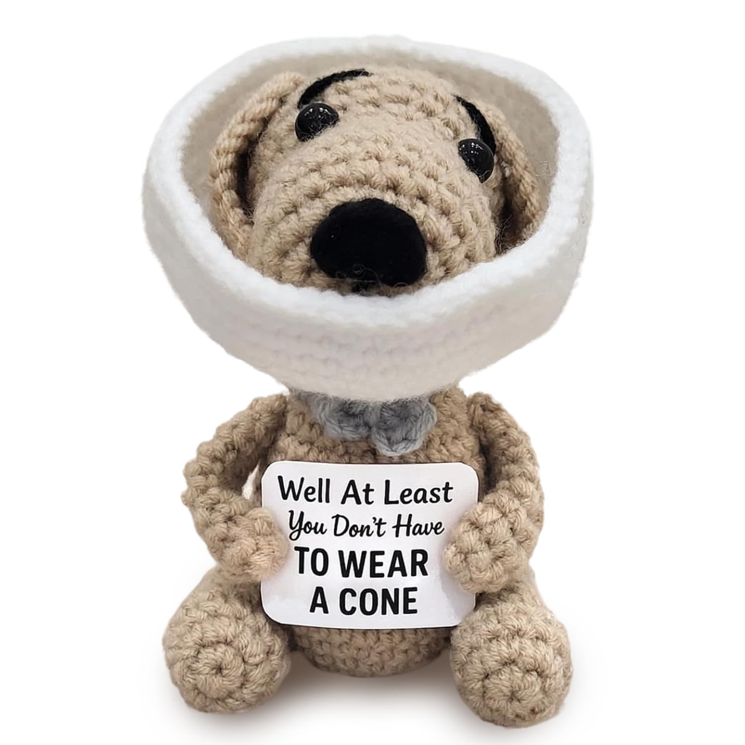 Cumnvulnt Handmade Positive Crochet Animals, Cute Emotional Support Crochet Dog, Humorous Get Well Soon Gifts for Men, Lighthearted Emotional Support Gift, Quirky Recovery & Vasectomy Keepsake