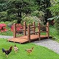 HAPPYGRILL Wooden Garden Bridge, Stained Finish Decorative Pond Bridge, Garden Bridges for Outdoors Yard 5FT