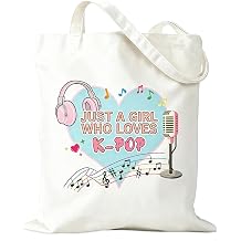 K-Pop Canvas Tote Bag Korean Pop Merch Stuff Bag with Buckle Gift for K-Pop fans music lovers