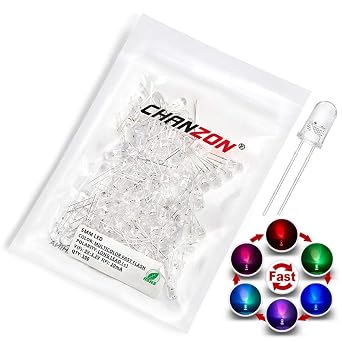 CHANZON 100 pcs 5mm RGB Multicolor Fast Blinking Dynamics LED Diode Lights