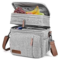 MIYCOO Borsa Termica Porta Pranzo 15 Litri, borsa Doppio scomparto pranzo grande, Borsa Termica Per Alimenti Caldi E Freddi Da Viaggio per uomo donna Picnic/Barbecue/Campeggio/Viaggio
