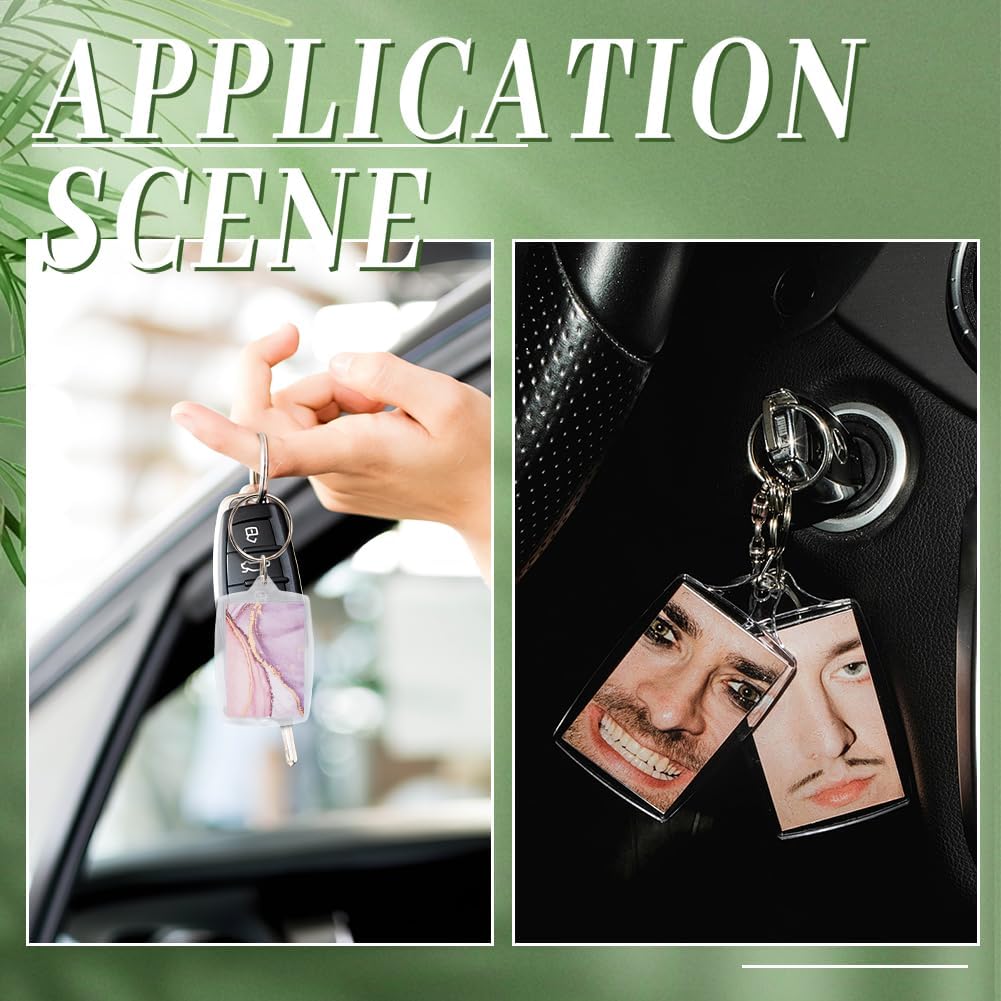 50Pcs Acrylic Photo Frame Keychain Bulk Picture Keychain Blanks 2.2x1.6Inch Clear Rectangle Acrylic Photo Frame Snap-in Blank Keychain with Split Key Rings for Crafting DIY Keychains Making