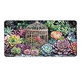Alfombrilla de Ratón 700 x 300 x 3mm Alfombrilla de Ratón Gaming Extendida de Gran Tamaño con Bordes Cosidos, Base de Goma Antideslizante Almohadilla para Teclado, Plantas jaulas de pájaros p-282