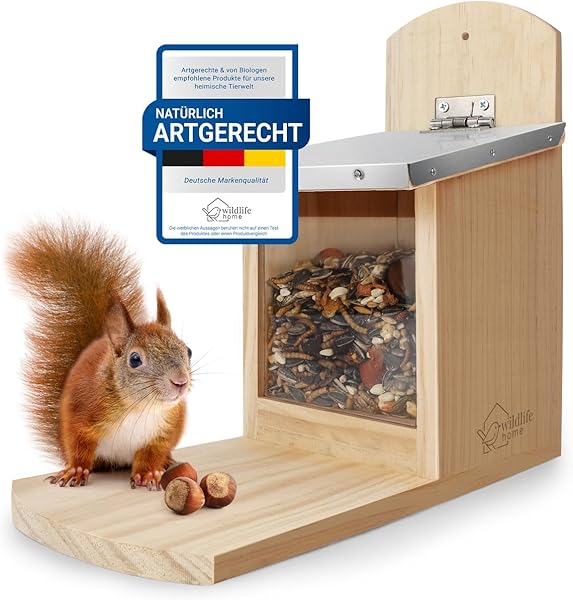 WILDLIFE HOME Eichhörnchen Futterhaus mit Metalldach