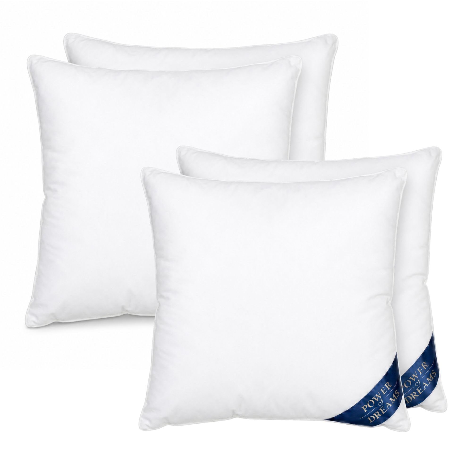 Power of Dreams Lot de 4 oreillers en plumes 40 x 40 cm - Coussins de 80 x 80 cm en plumes comme oreiller, oreiller de couchage et oreiller de lit parfait pour les personnes souffrant d'allergies et