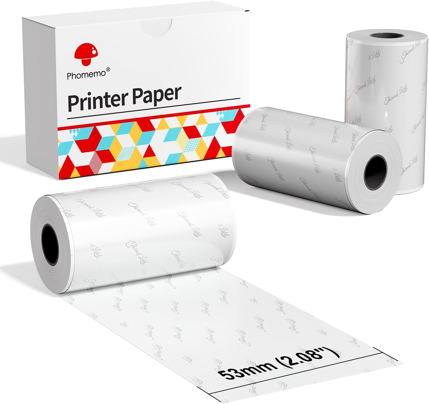 Phomemo Sticker Paper- Transparent Single-Color Pink, Blue, Green Thermal Paper for M02/M02S/P2S/M04S, Thermal Paper for Stickers, Study Notes, List, Diary 50mm x 3.5m, Diameter 28mm, 3-Rolls - Image 2