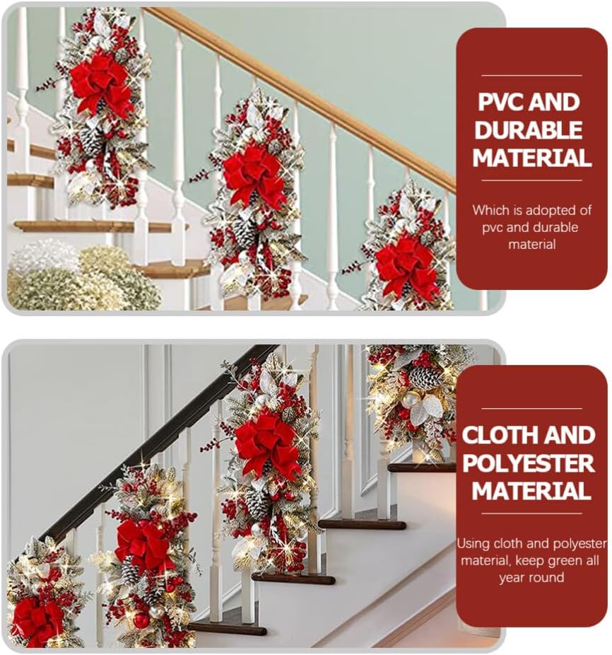 IMIKEYA Ornaments Holiday Wreaths Decor Garlands Artificial Pine Branch Front Door Swag Garland Light up Wreath Teardrop Cloth Balls
