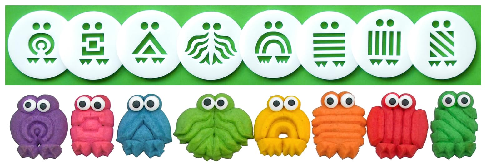 Impress Cookie Press Disks – Press Pals Ein Set mit 8 lebensmittelechten Kunststoffformen mit gewelltem Freund, Regenbogenfreund und mehr, passend für viele manuelle Modelle – siehe Bild zur Größe der