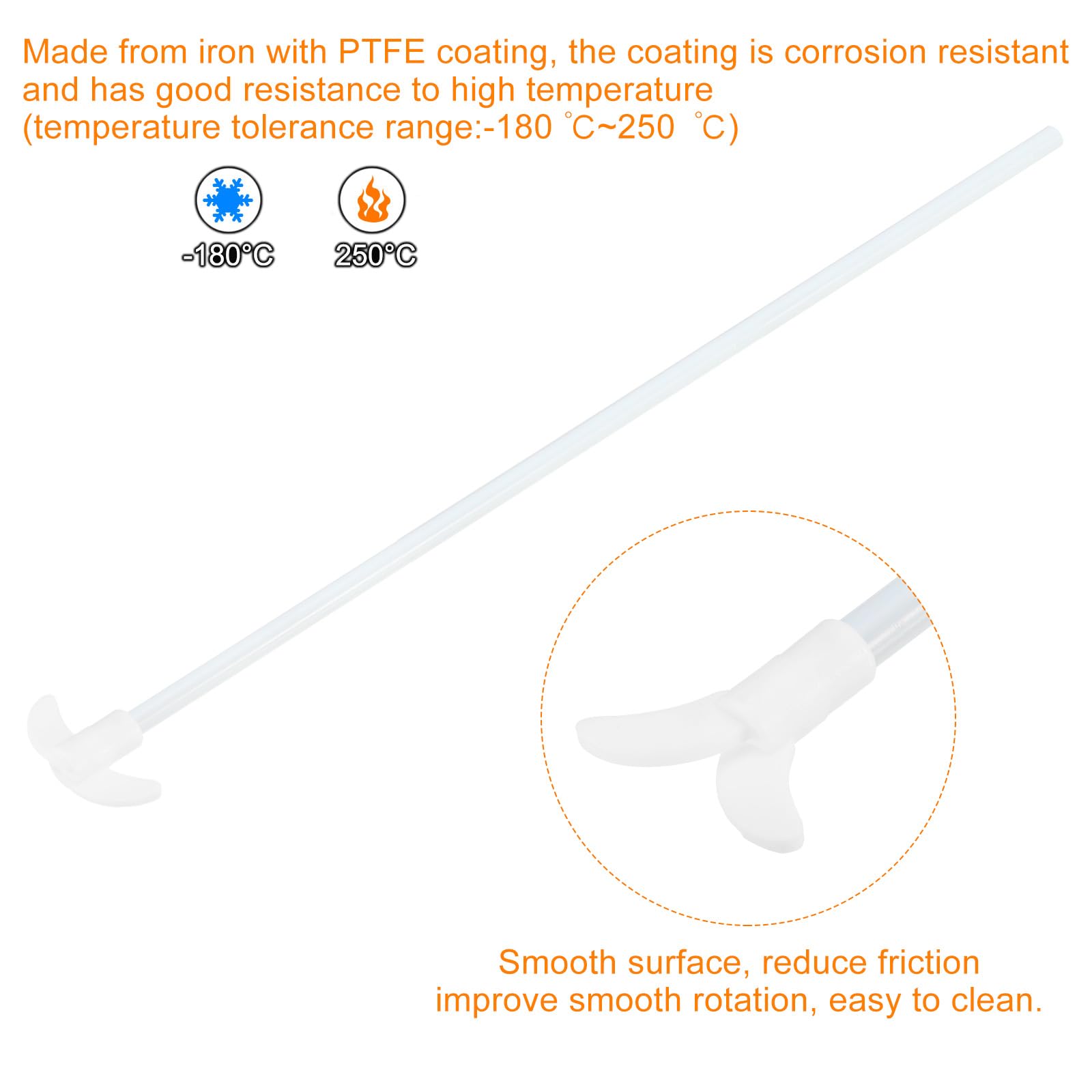 QUARKZMAN Asta di miscelazione elettrica in PTFE 400x55mm per agitatore a soffitto con pala pieghevole per laboratorio