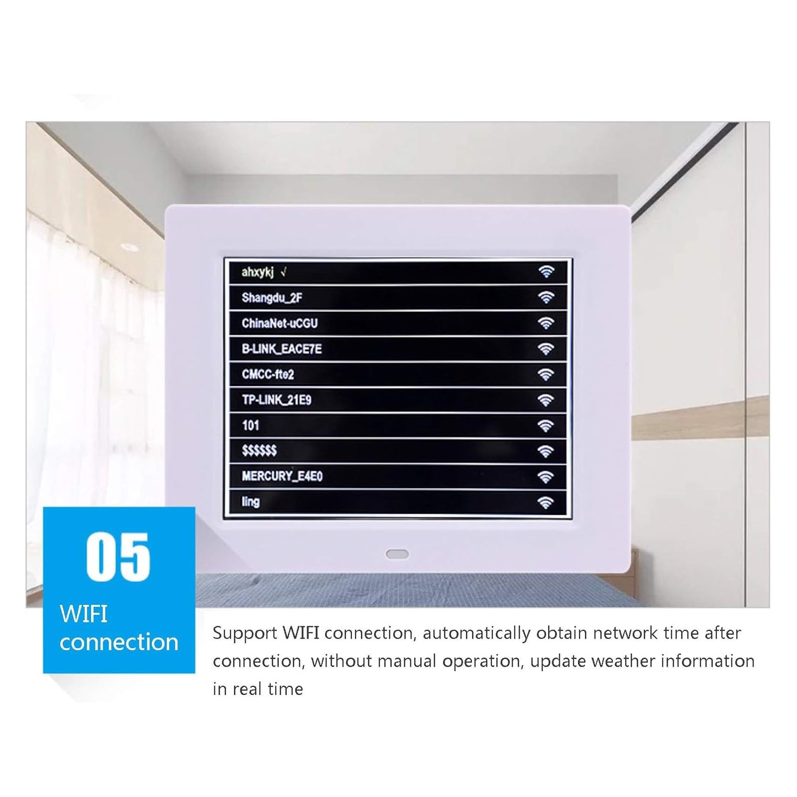 Zegar cyfrowy sieciowy podłączony zegar elektroniczny WiFi automatyczna synchronizacja czasu budzik elektroniczny wyświetlacz temperatury i wilgotności czasu (kolor: biały, rozmiar: 8