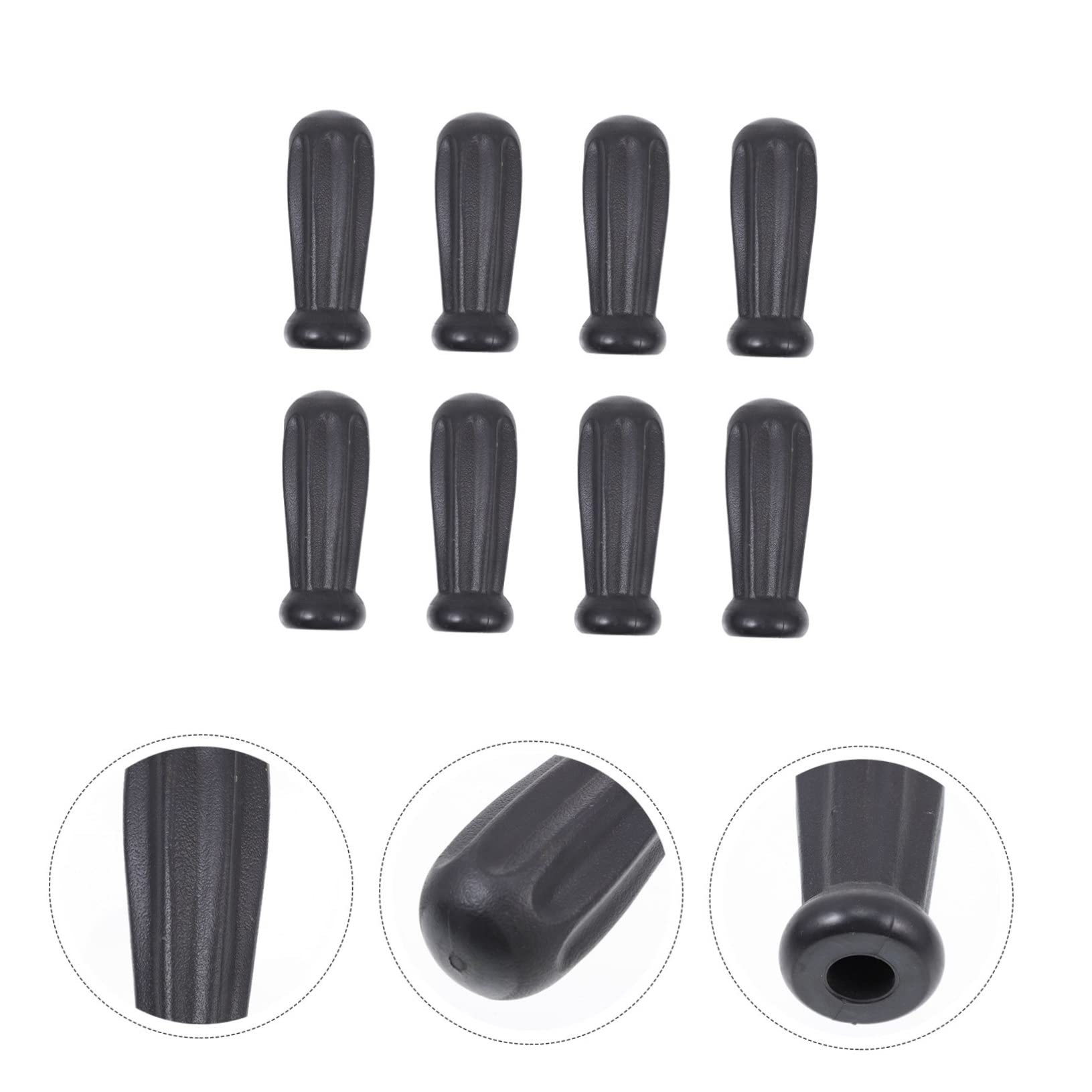 Empuñaduras de Futbolín de Plástico Negro, 8 Piezas | Agarres Ergonómicos Antideslizantes para Mesa de Fútbol de Repuesto, Compatibles Mayoría de Futbolines, Superficie Lisa