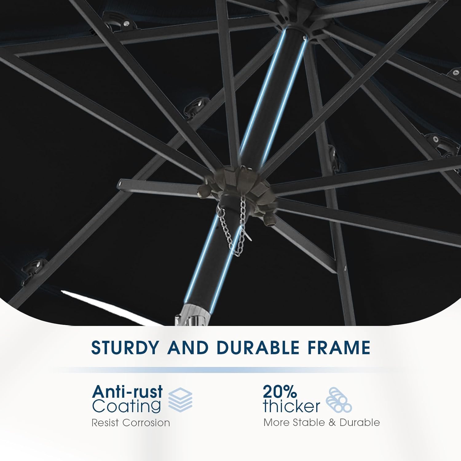 wikiwiki 9ft 3-Tier Patio Umbrella Outdoor Table Market Umbrella for Patio with Push Button Tilt/Crank, Fade Resistant Waterproof POLYESTER Canopy for Garden, Lawn, Deck, Backyard & Pool, Black
