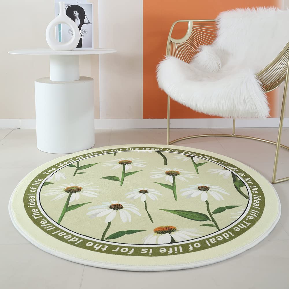 Patrón de flores Alfombra redonda Alfombra para sala de estar Alfombra para silla de computadora para niños Alfombra para gatear para niños Alfombra antideslizante,B,∅ 140cm
