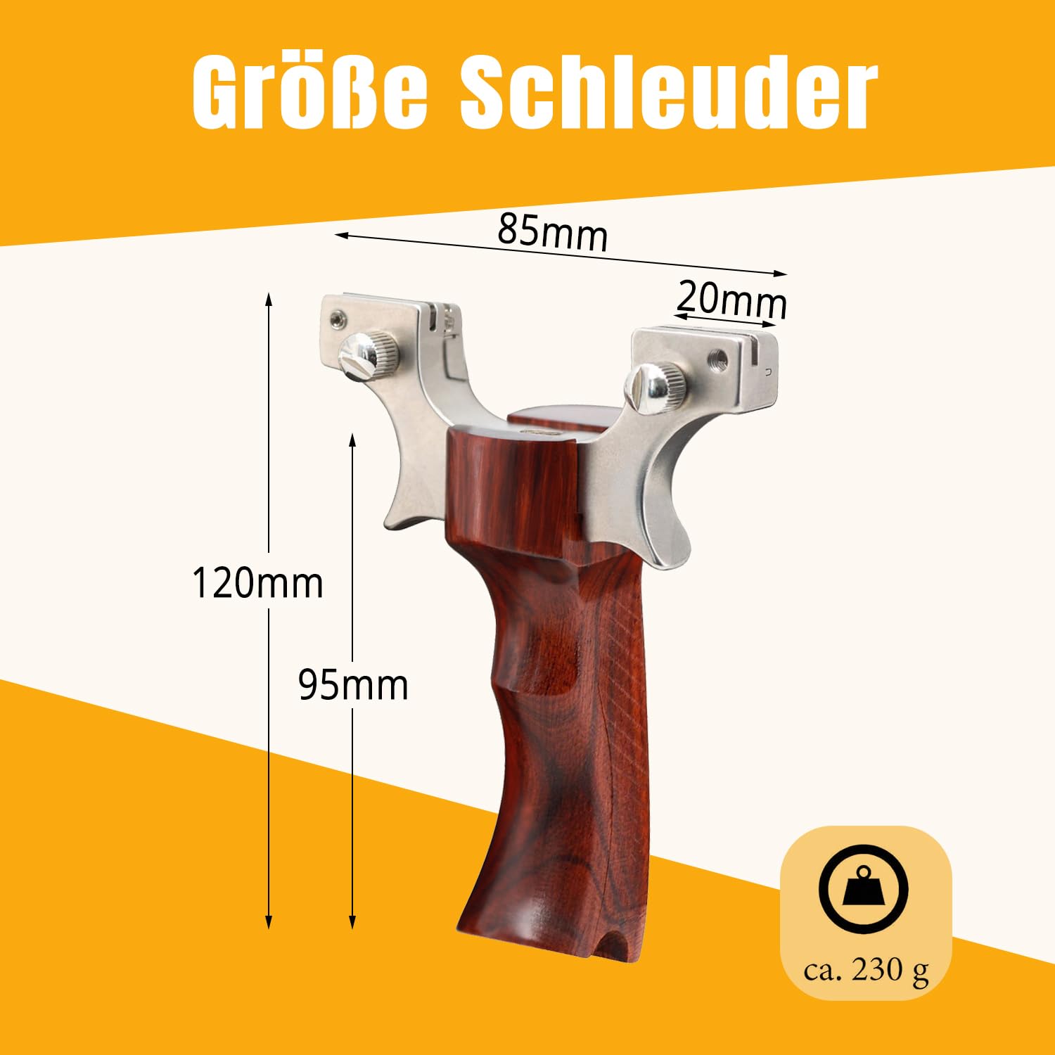 Zwille Steinschleuder Profi für Slingshot Clip-Anbindungstechnik Schleuder aus Edelstahl Holz Griff Katapult Set mit Gummibänder Tonkugeln für Erwachsene Outdoor Sport
