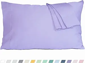 Pillow Cases, King Size Cotton Percale Weave Pillowcases, Pre-Shrunk Breathable and Hypoallergenic Pillowcases, Set of 2 (2 Piece King 20 Inch x 40 Inch, Purple)