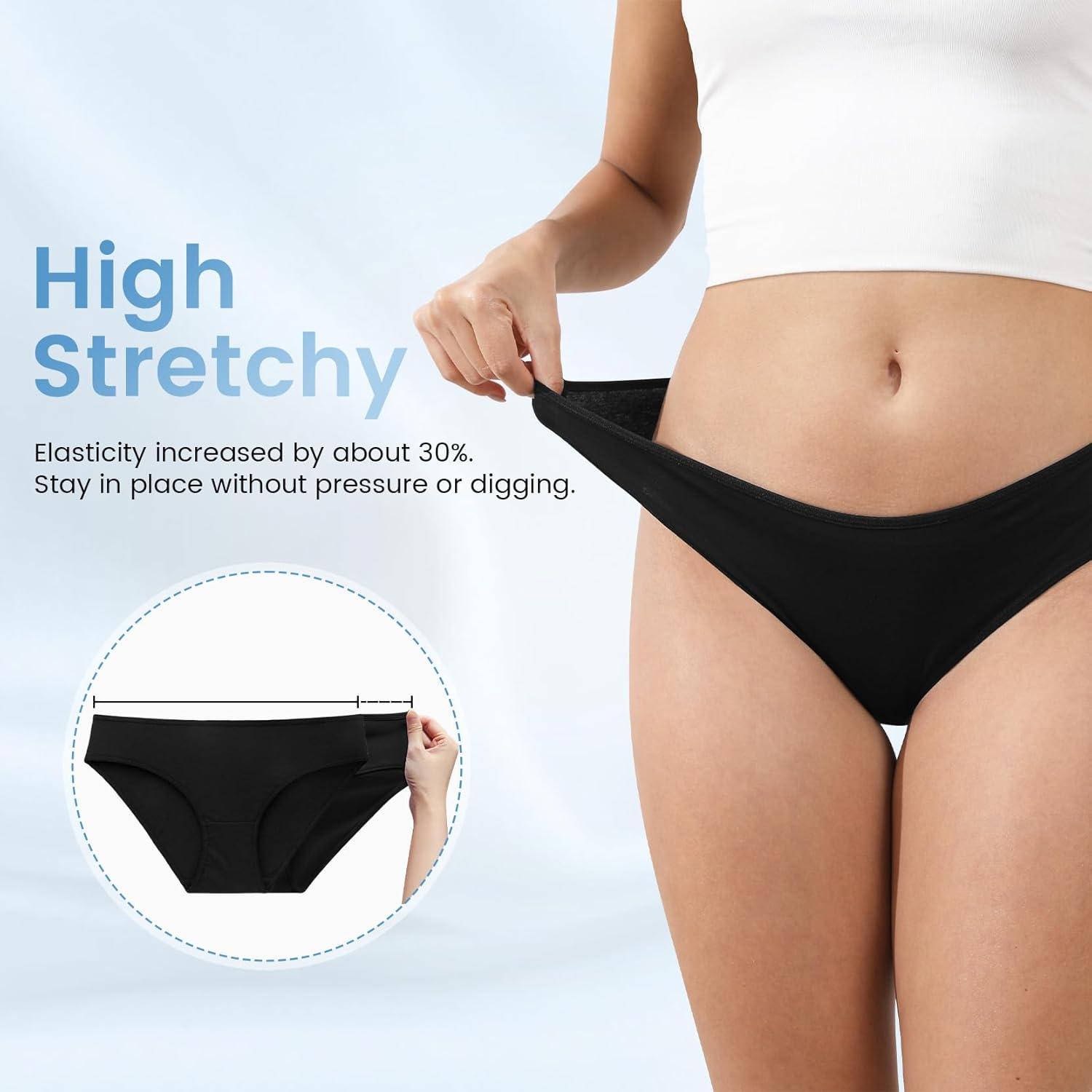 Womens Cotton Underwear, Soft Breathable Hipster Panties Stretch Bikini Full Coverage Briefs 6 Pack - Image 4