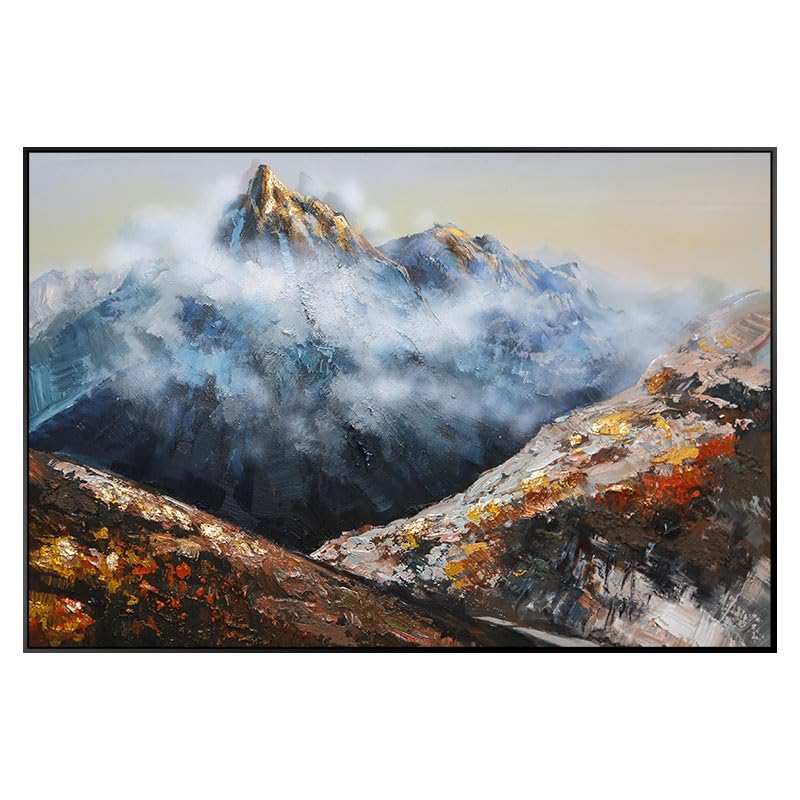 Peinture à l'huile sur toile abstrait montagne pour habiller un grand mur vide salon
