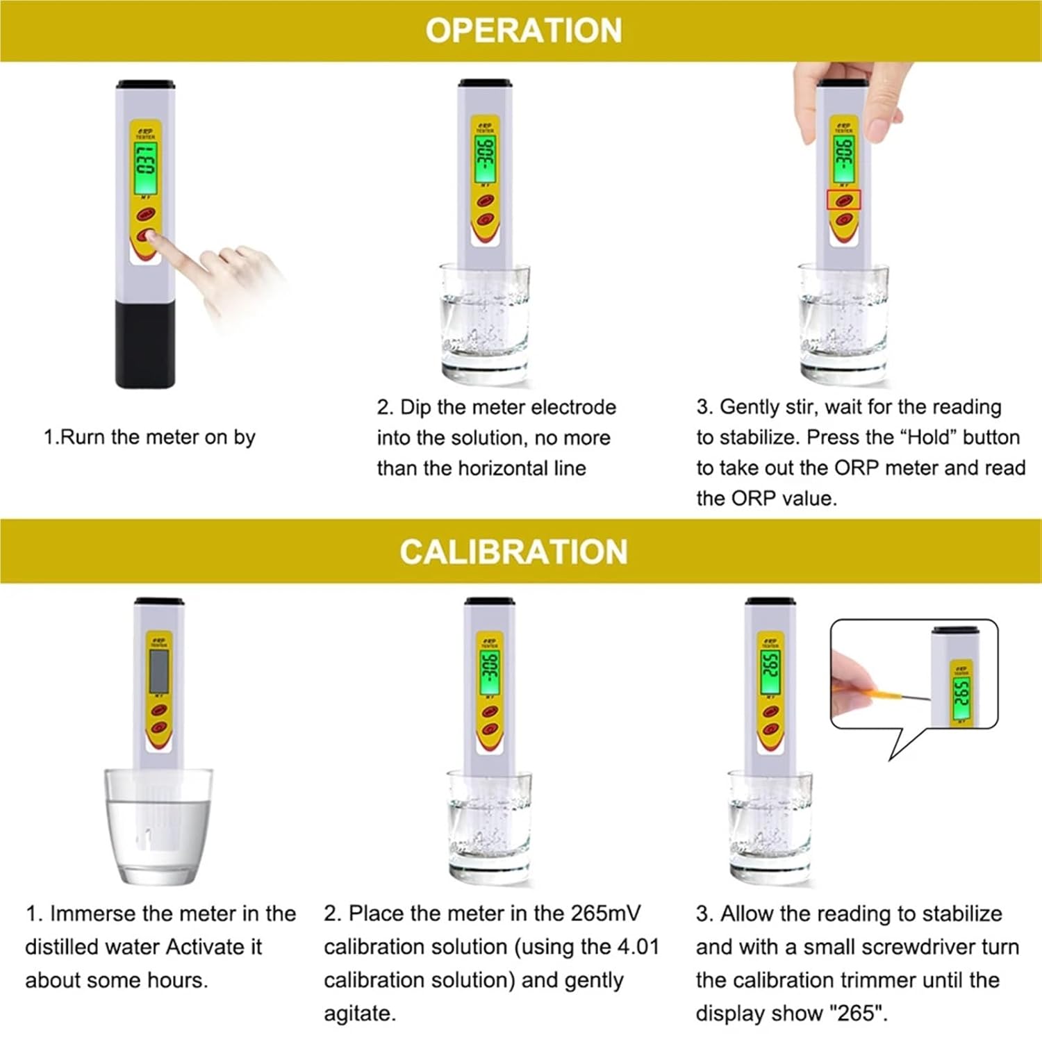 TDS Meter, Portable ORP-969 Oxidation Reduction Meter ORP Negative Potential Pen Convenient Water Quality Tester Water Quality Pen,Digital Water Tester