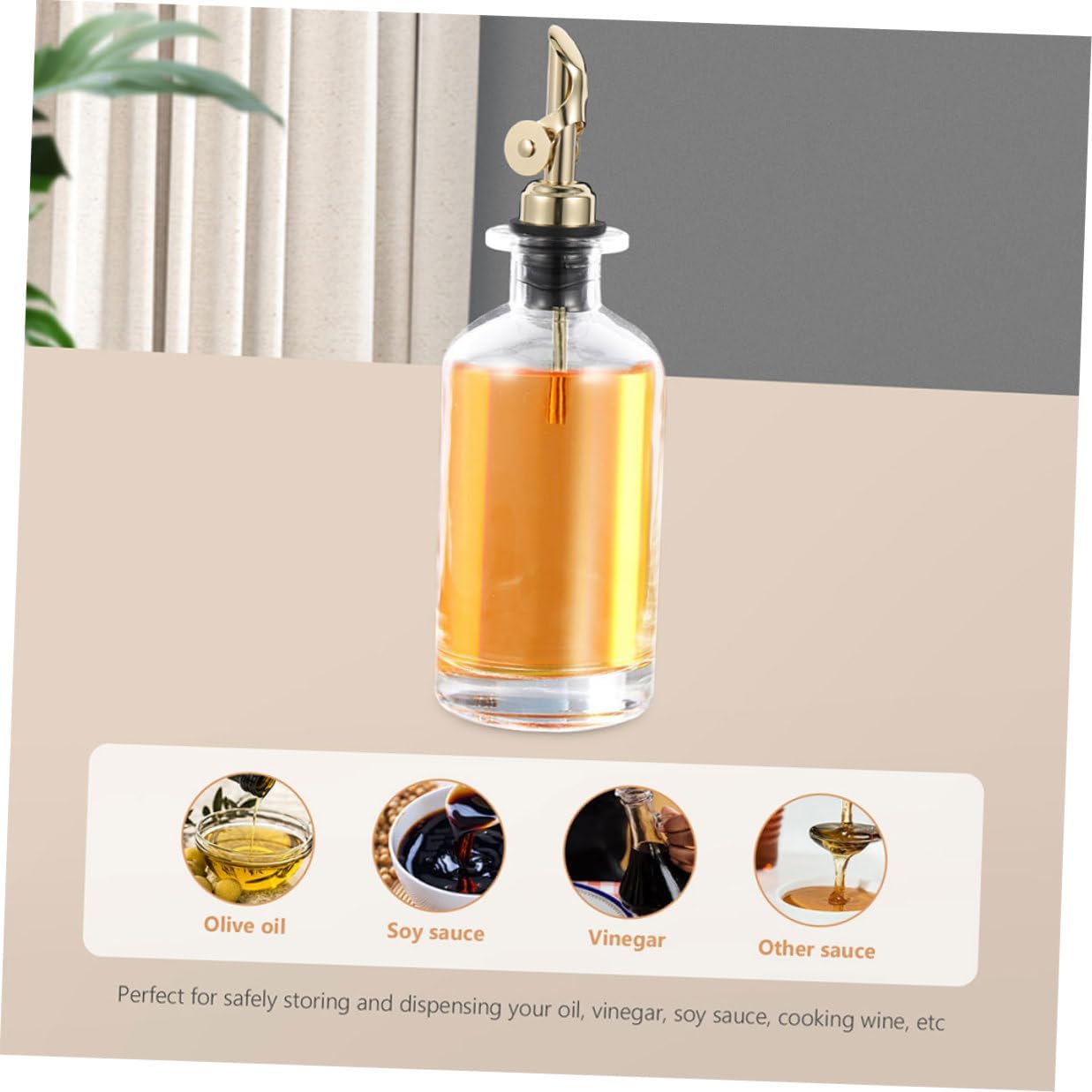 Automatic Oil and Vinegar Dispenser Bottle Set 2pcs 500ml Glass Kitchen Container with Auto Open-close Function Gold Oil Sprayer for Soy Sauce and Syrup for Cooking and Dining