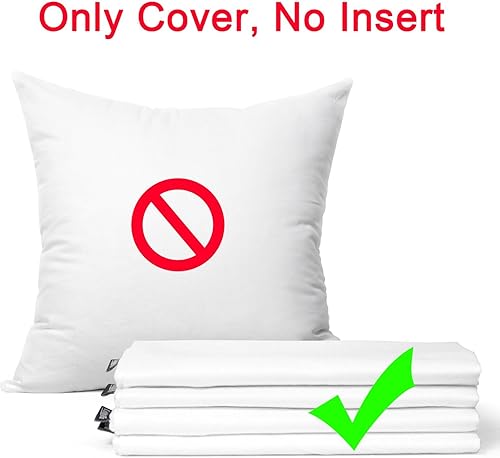 Miniatura 2 de Coddsmz Paquete de 4 fundas de almohada decorativas de 100% algodón, cuadradas, fundas de almohada sólidas para el hogar, sofá, dormitorio, blanco