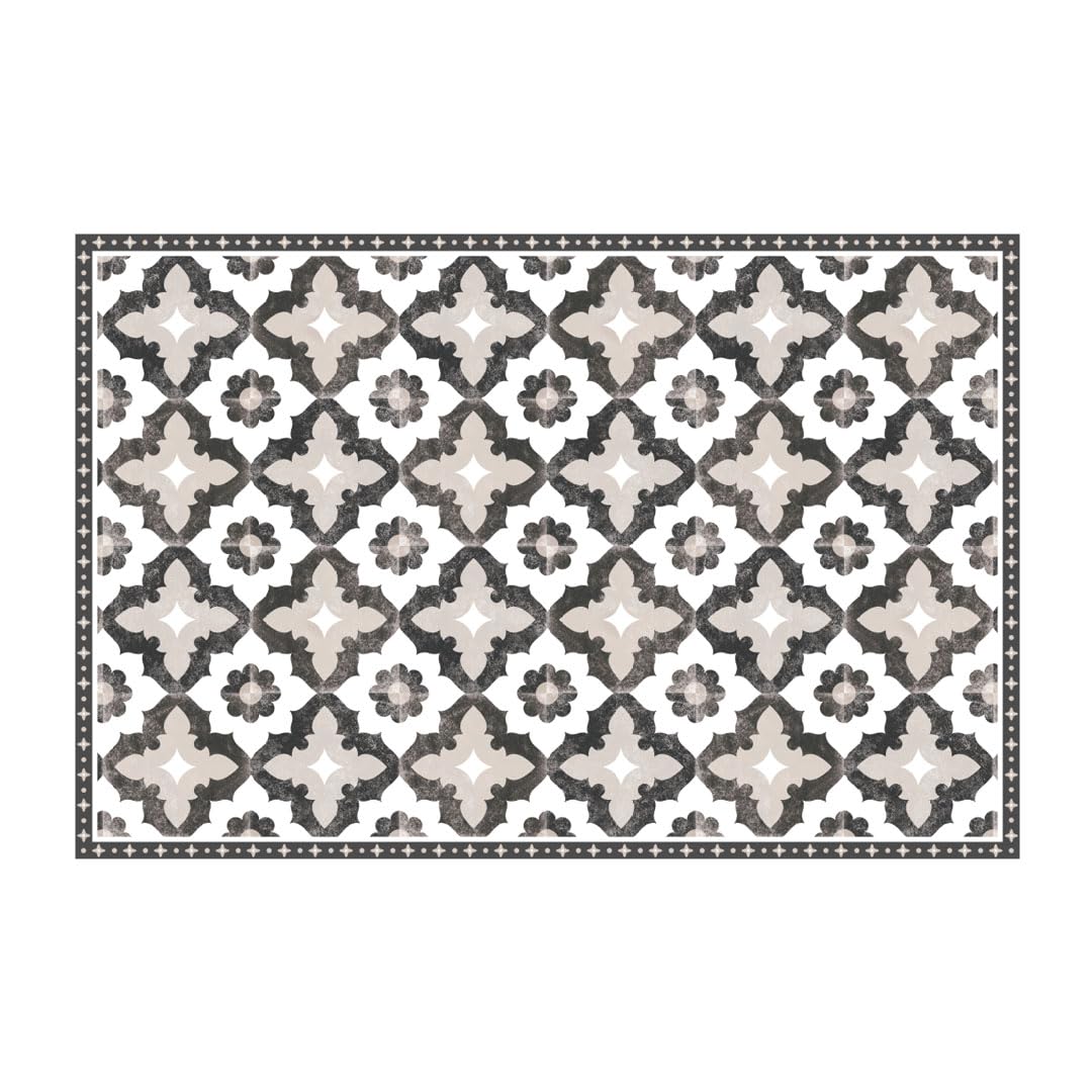 Carolina Creekhouse Vinyl Rug | Sarah 057872UA | Vinyl Floor Mat | Decorative, Vintage, Waterproof, Eco-Friendly, Non-Slip | Taupe, 2'x3'